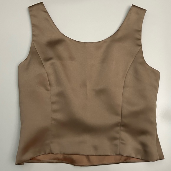 Vintage VIE by Victoria Royal Women's Taupe Shell Crop Lined Side-Zip Sz 10 - Picture 13 of 13
